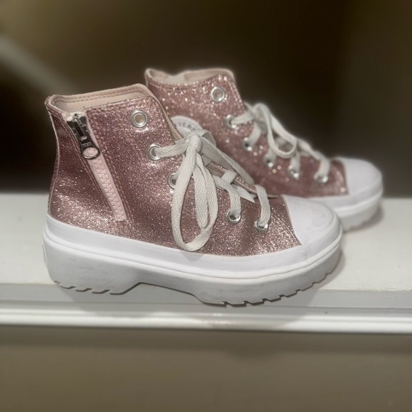 Converse Other - Converse Glittery Pink High-Top Kids Sneakers